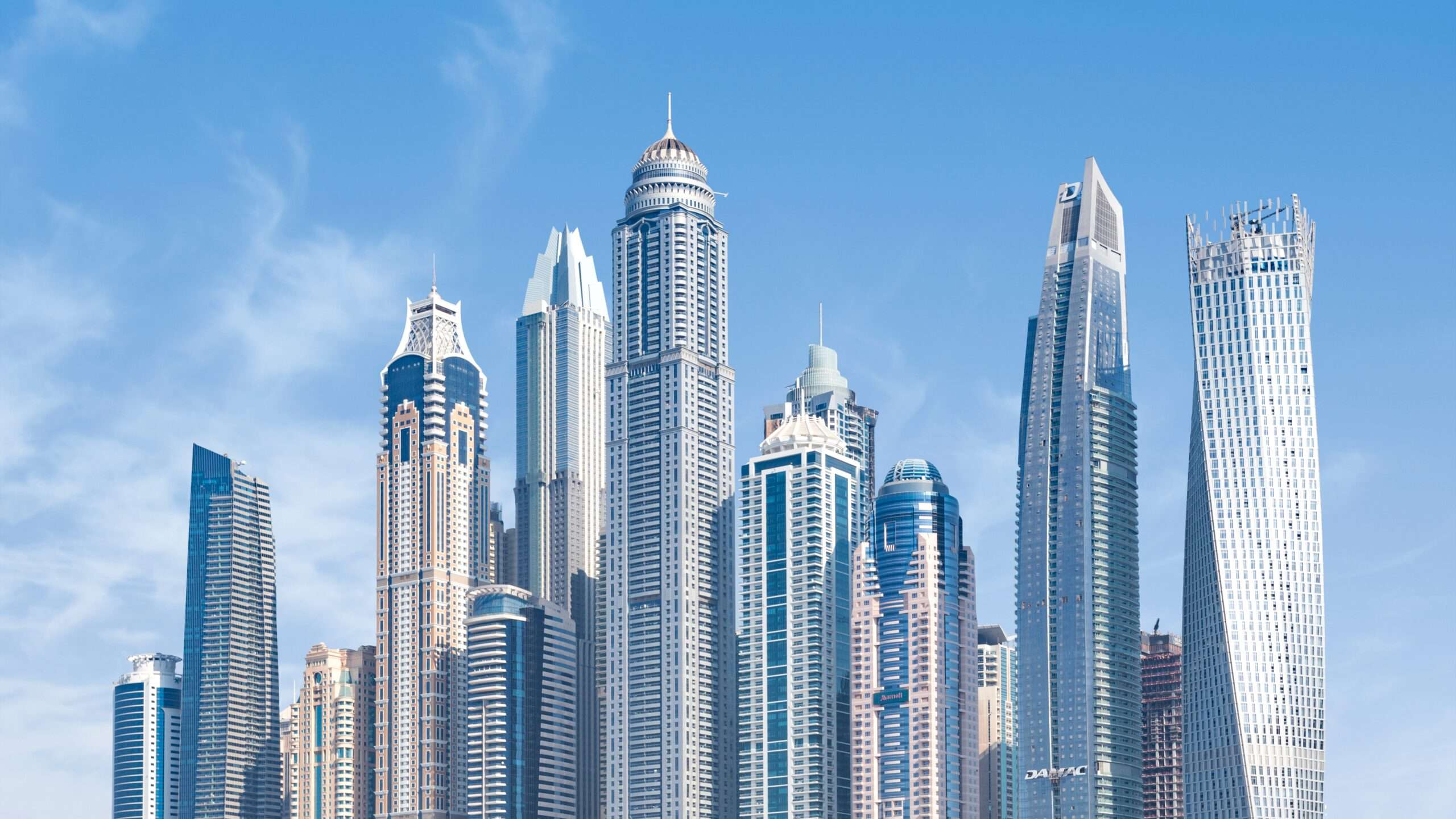 High-rise Buildings Under Dubai's Blue Sky